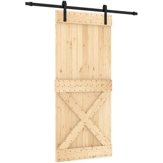 vidaXL Porte coulissante avec ferrure 90x210 cm Pin massif