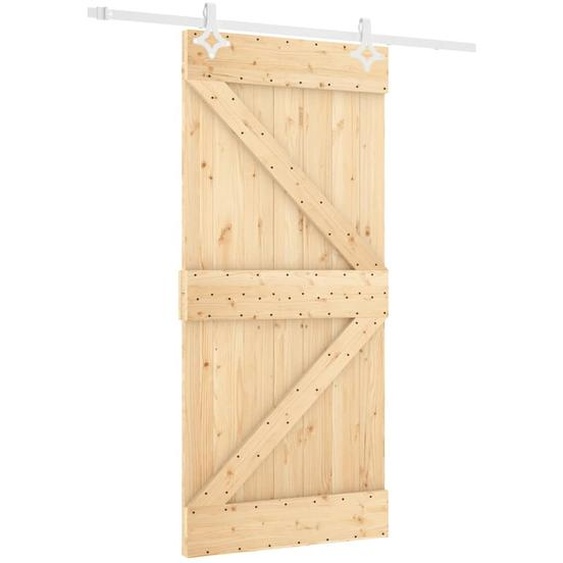 vidaXL Porte coulissante avec ferrure 90x210 cm Pin massif