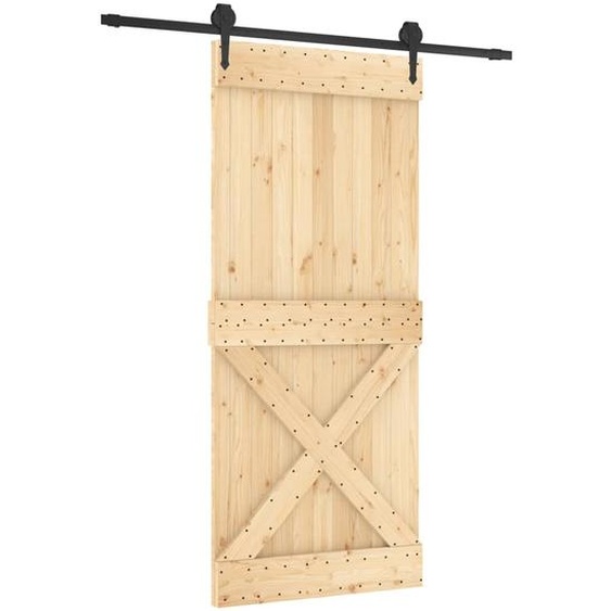 vidaXL Porte coulissante avec ferrure 90x210 cm Pin massif
