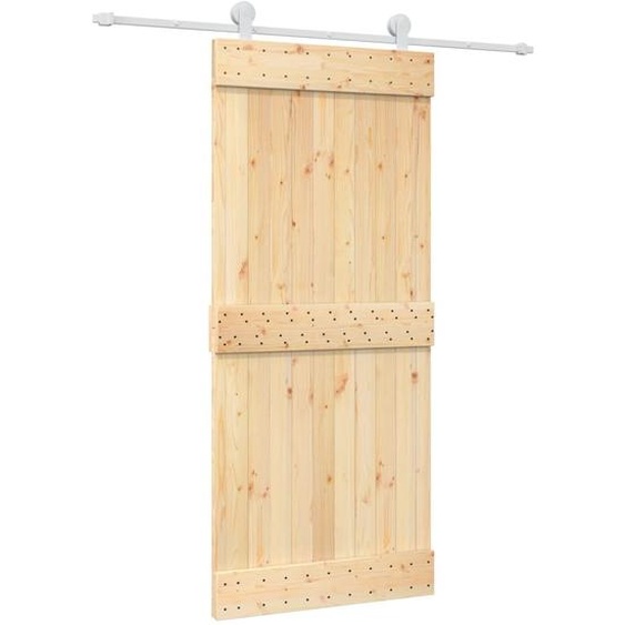 vidaXL Porte coulissante avec ferrure 90x210 cm Pin massif