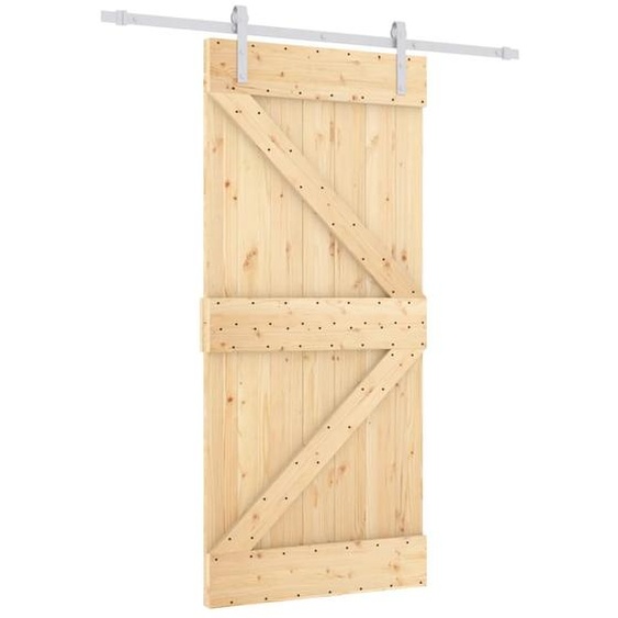 vidaXL Porte coulissante avec ferrure 90x210 cm Pin massif