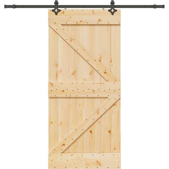 vidaXL Porte coulissante avec ferrure 90x210 cm Pin massif