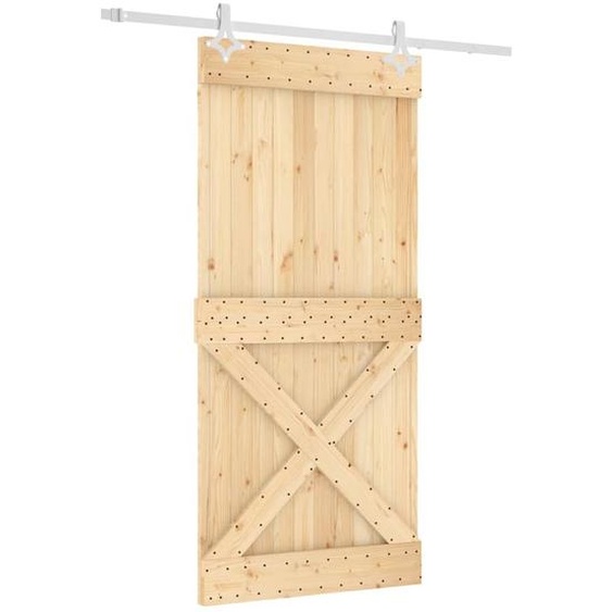 vidaXL Porte coulissante avec ferrure 95x210 cm Pin massif