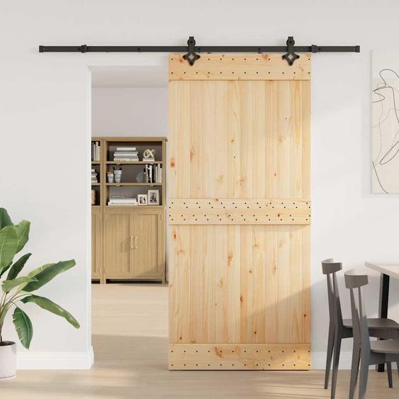 vidaXL Porte coulissante avec ferrure 95x210 cm Pin massif
