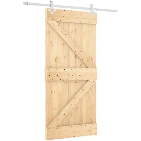 vidaXL Porte coulissante avec ferrure 95x210 cm Pin massif