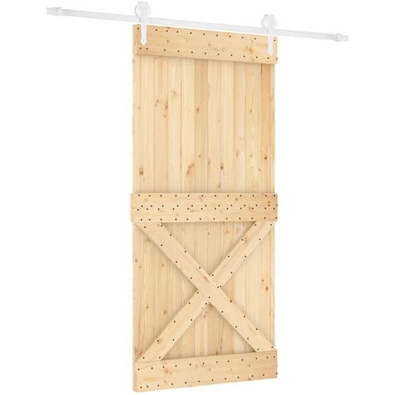 vidaXL Porte coulissante avec ferrure 95x210 cm Pin massif