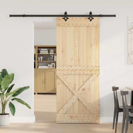 vidaXL Porte coulissante avec ferrure 95x210 cm Pin massif
