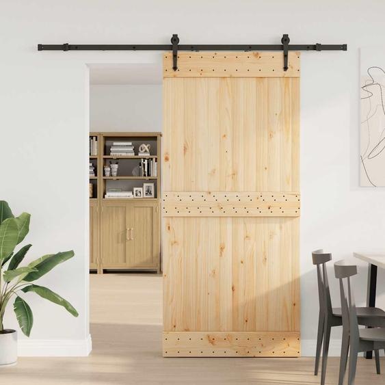 vidaXL Porte coulissante avec ferrure 95x210 cm Pin massif