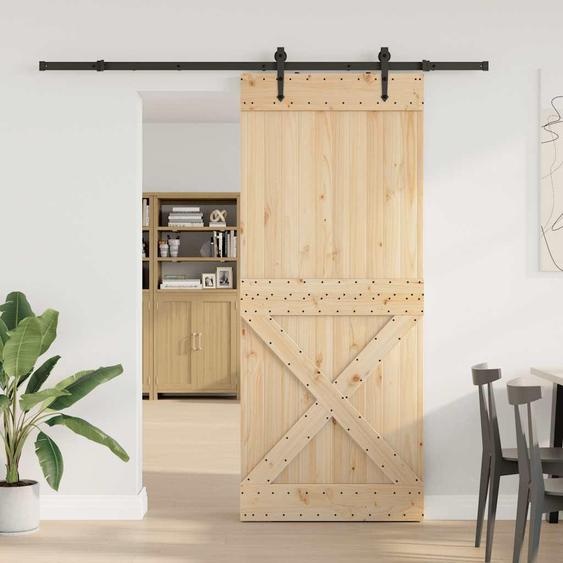 vidaXL Porte coulissante avec ferrure 95x210 cm Pin massif
