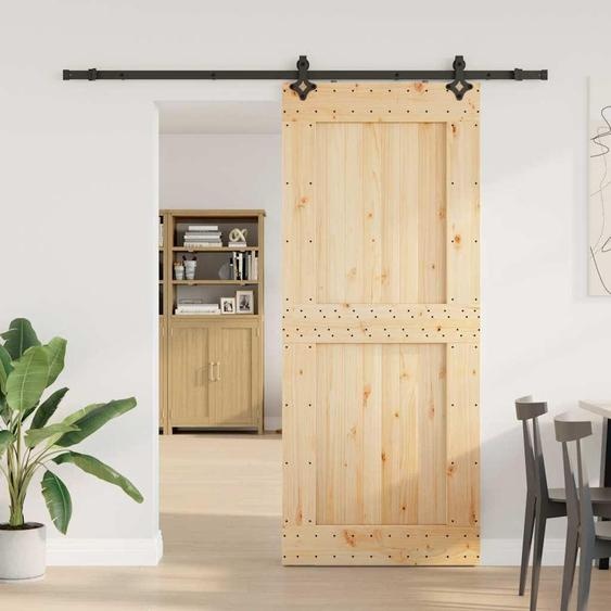 vidaXL Porte coulissante avec ferrure 95x210 cm Pin massif