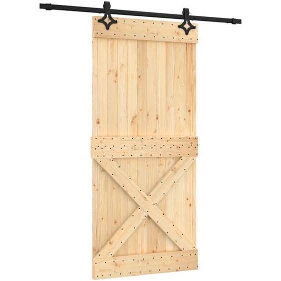 vidaXL Porte coulissante avec ferrure 95x210 cm Pin massif