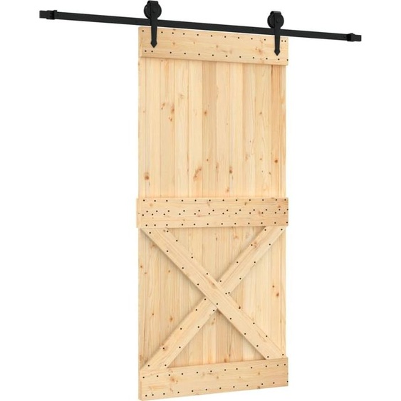 vidaXL Porte coulissante avec ferrure 95x210 cm Pin massif