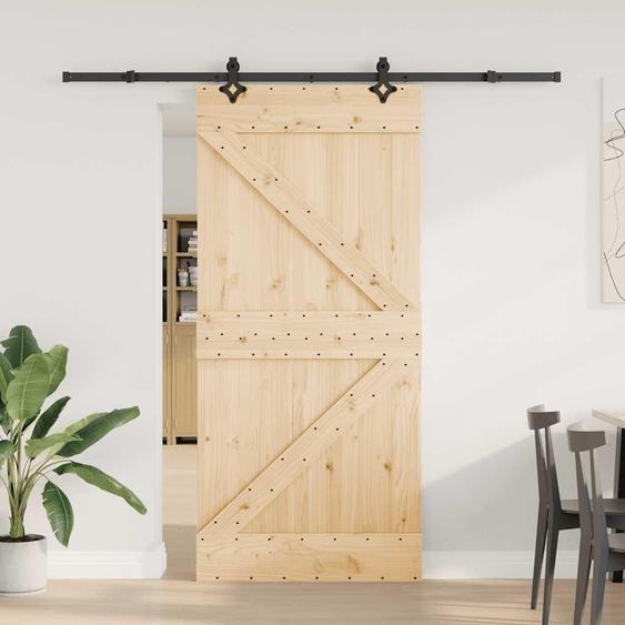vidaXL Porte coulissante avec ferrure 95x210 cm Pin massif