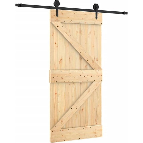 vidaXL Porte coulissante avec ferrure 95x210 cm Pin massif