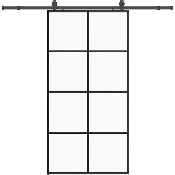 vidaXL Porte coulissante avec ferrure noire 102,5x205 cm verre ESG
