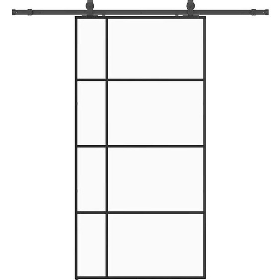 vidaXL Porte coulissante avec ferrure noire 102,5x205 cm verre ESG