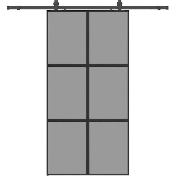 vidaXL Porte coulissante avec ferrure noire 102,5x205 cm verre trempé