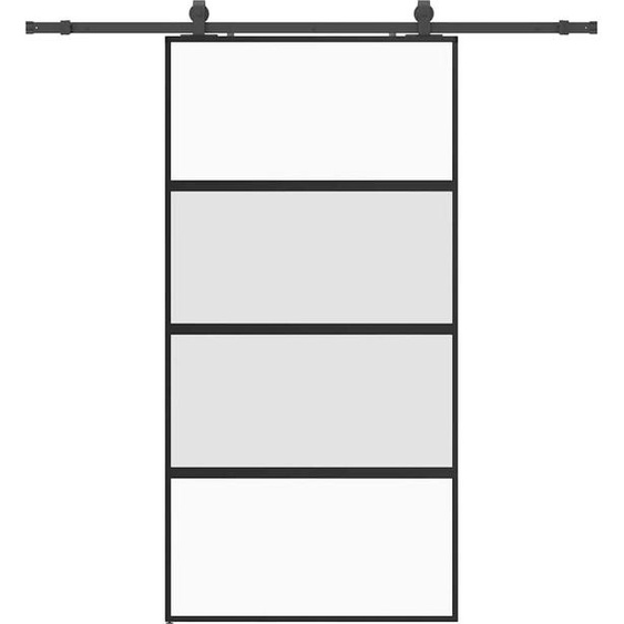 vidaXL Porte coulissante avec ferrure noire 102,5x205 cm verre trempé