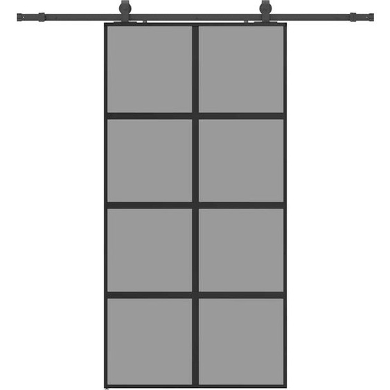 vidaXL Porte coulissante avec ferrure noire 102,5x205 cm verre trempé