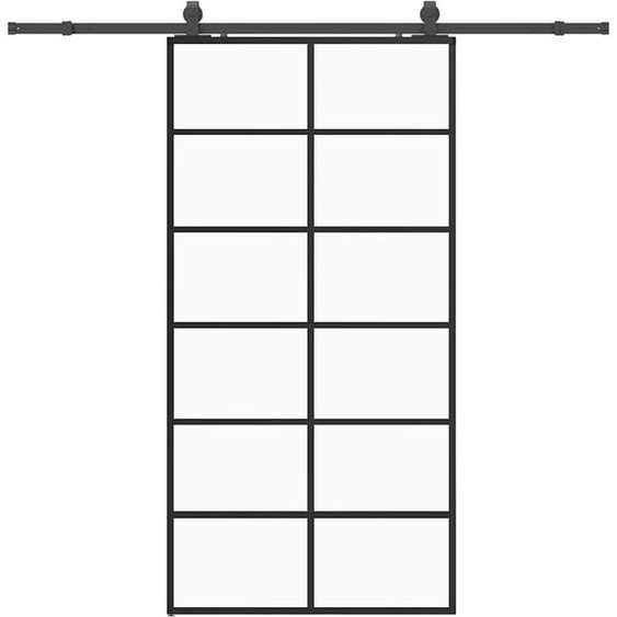 vidaXL Porte coulissante avec ferrure noire 102x205 cm verre ESG