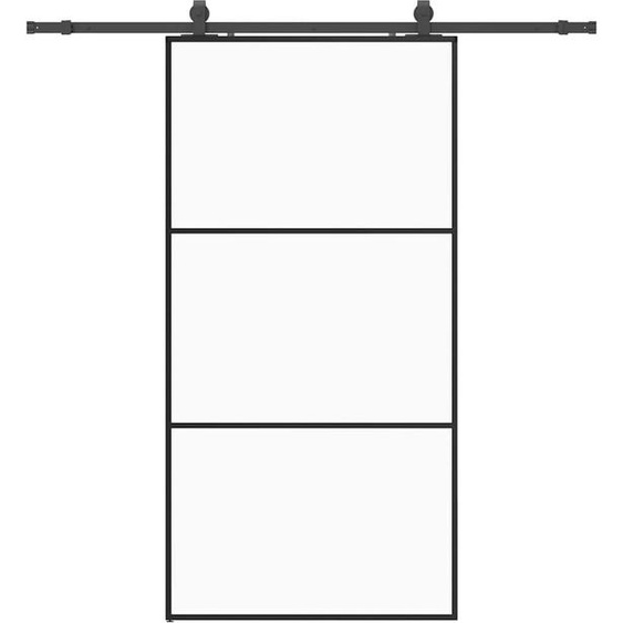 vidaXL Porte coulissante avec ferrure noire 102x205 cm verre ESG