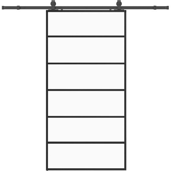 vidaXL Porte coulissante avec ferrure noire 102x205 cm verre ESG