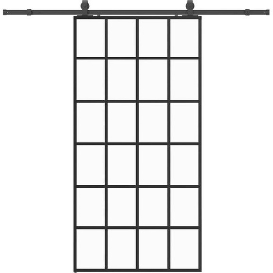 vidaXL Porte coulissante avec ferrure noire 102x205 cm verre ESG