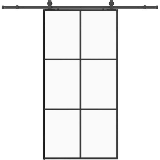 vidaXL Porte coulissante avec ferrure noire 102x205 cm verre ESG