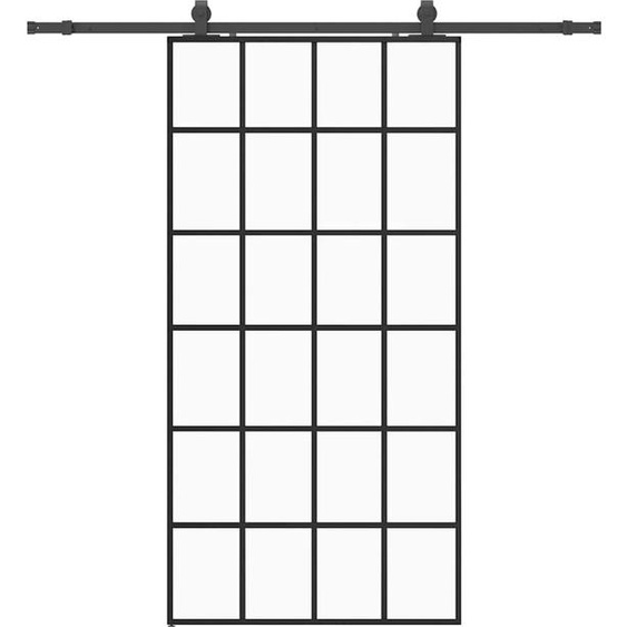 vidaXL Porte coulissante avec ferrure noire 102x205 cm verre ESG