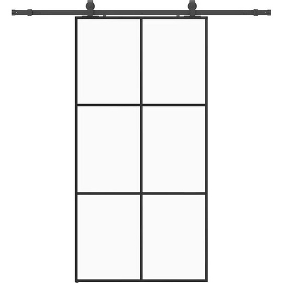 vidaXL Porte coulissante avec ferrure noire 102x205 cm verre ESG