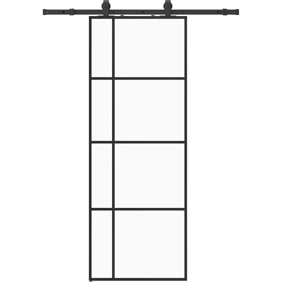 vidaXL Porte coulissante avec ferrure noire 76x205 cm verre ESG