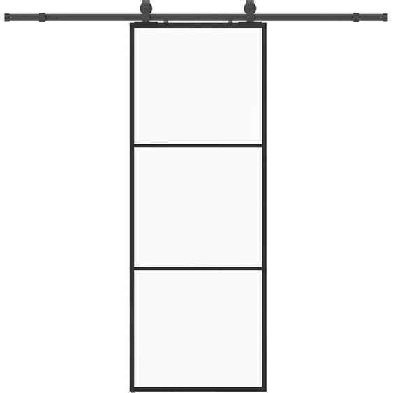 vidaXL Porte coulissante avec ferrure noire 76x205 cm verre ESG