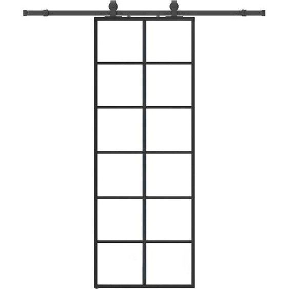 vidaXL Porte coulissante avec ferrure noire 76x205 cm verre ESG