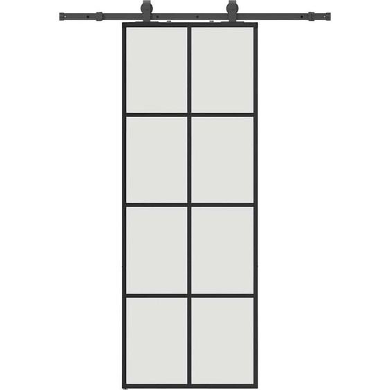 vidaXL Porte coulissante avec ferrure noire 76x205 cm verre ESG
