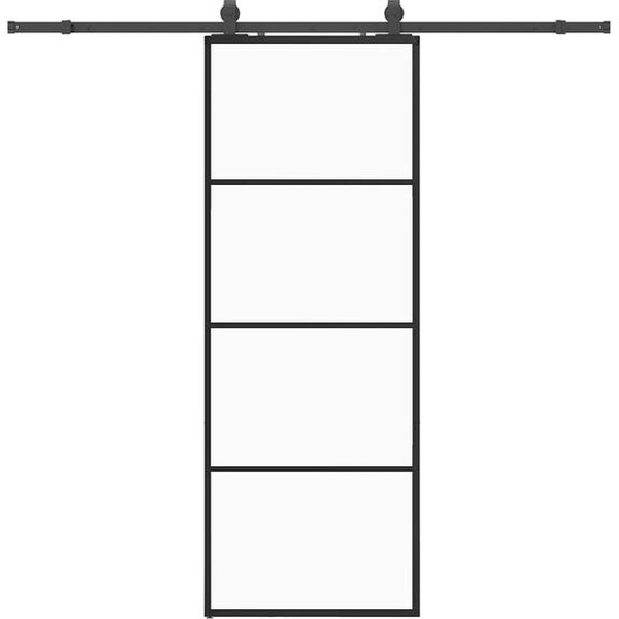 vidaXL Porte coulissante avec ferrure noire 76x205 cm verre ESG