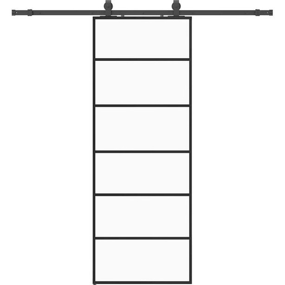 vidaXL Porte coulissante avec ferrure noire 76x205 cm verre ESG