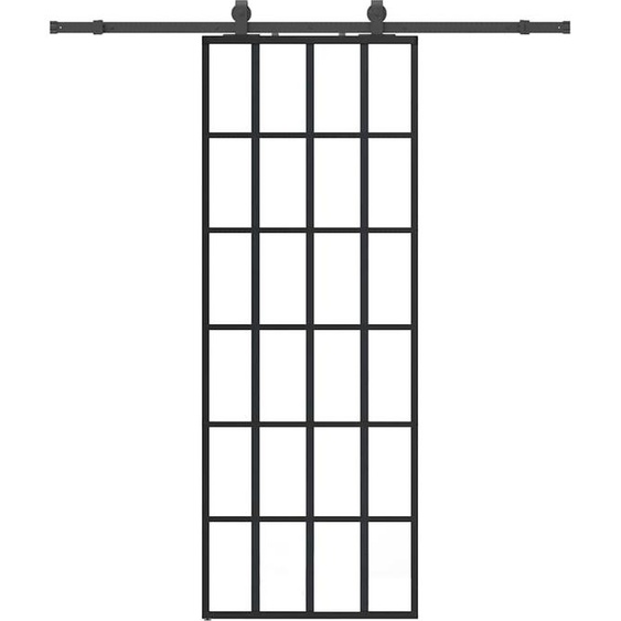 vidaXL Porte coulissante avec ferrure noire 76x205 cm verre ESG