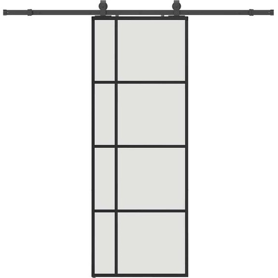 vidaXL Porte coulissante avec ferrure noire 76x205 cm verre ESG