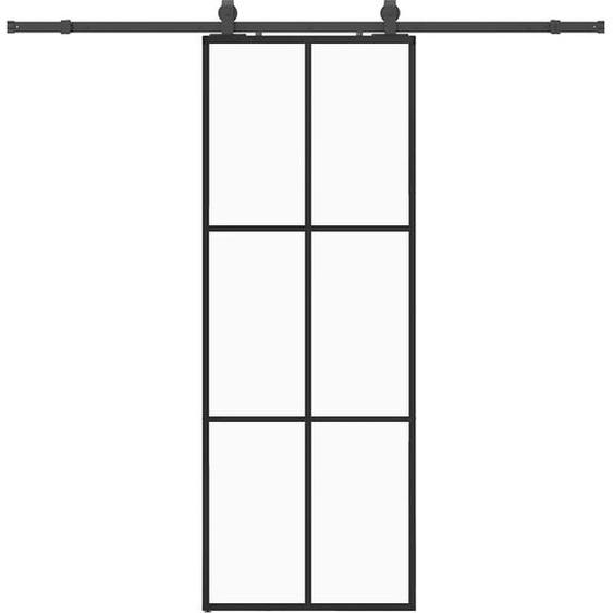 vidaXL Porte coulissante avec ferrure noire 76x205 cm verre ESG