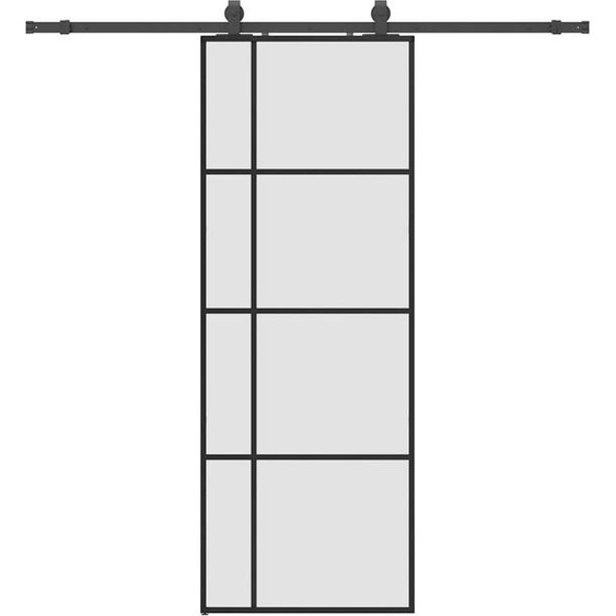 vidaXL Porte coulissante avec ferrure noire 76x205 cm verre ESG