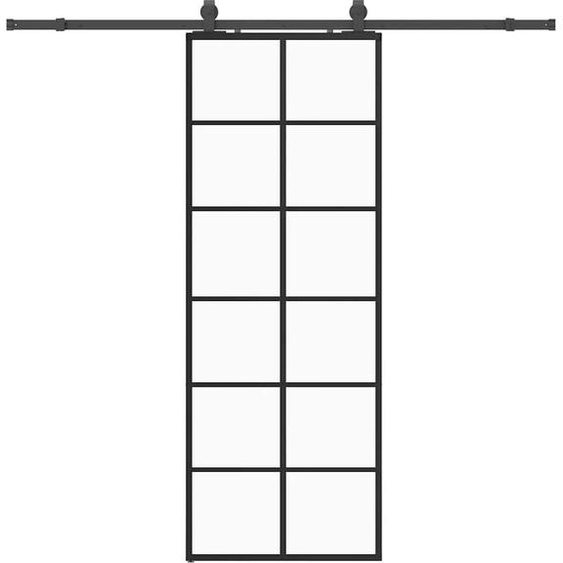 vidaXL Porte coulissante avec ferrure noire 76x205 cm verre ESG