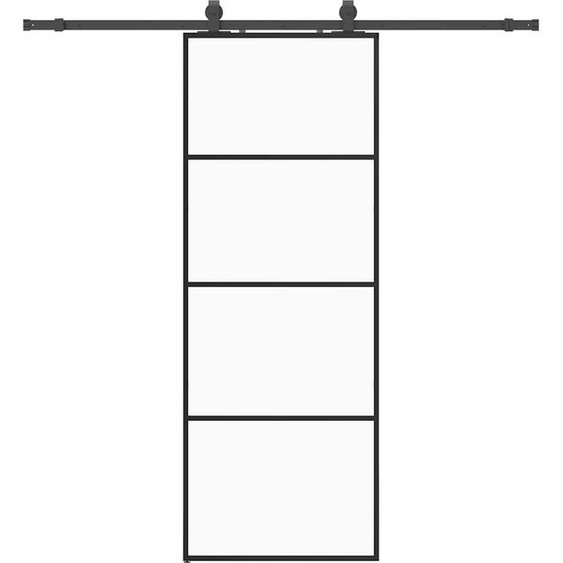 vidaXL Porte coulissante avec ferrure noire 76x205 cm verre ESG