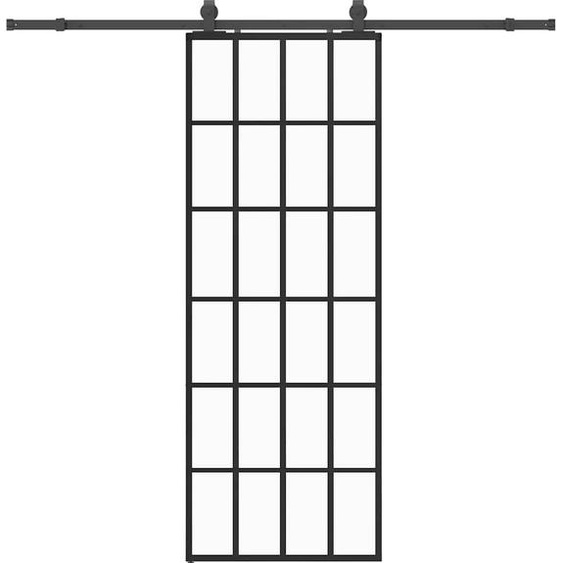 vidaXL Porte coulissante avec ferrure noire 76x205 cm verre ESG