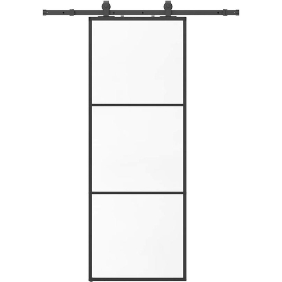 vidaXL Porte coulissante avec ferrure noire 76x205 cm verre ESG