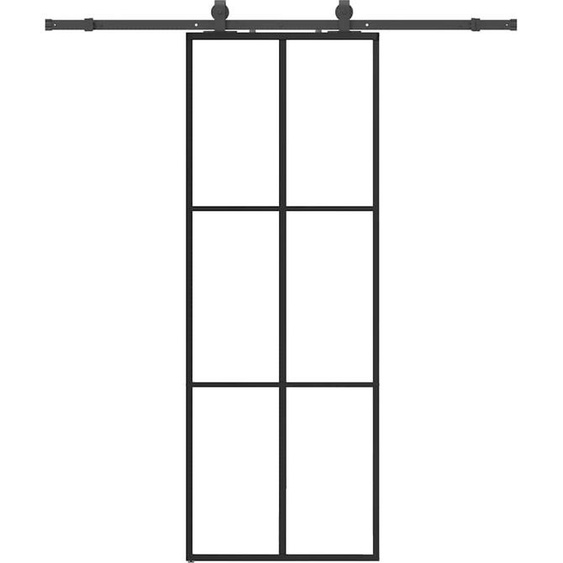vidaXL Porte coulissante avec ferrure noire 76x205 cm verre ESG