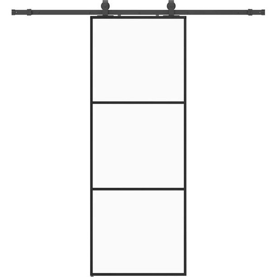 vidaXL Porte coulissante avec ferrure noire 76x205 cm verre ESG