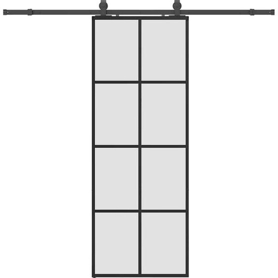 vidaXL Porte coulissante avec ferrure noire 76x205 cm verre ESG
