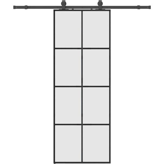vidaXL Porte coulissante avec ferrure noire 76x205 cm verre ESG
