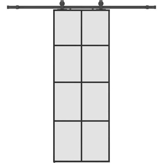 vidaXL Porte coulissante avec ferrure noire 76x205 cm verre ESG