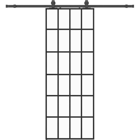 vidaXL Porte coulissante avec ferrure noire 76x205 cm verre ESG